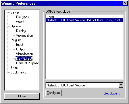 Winamp preferences DSP